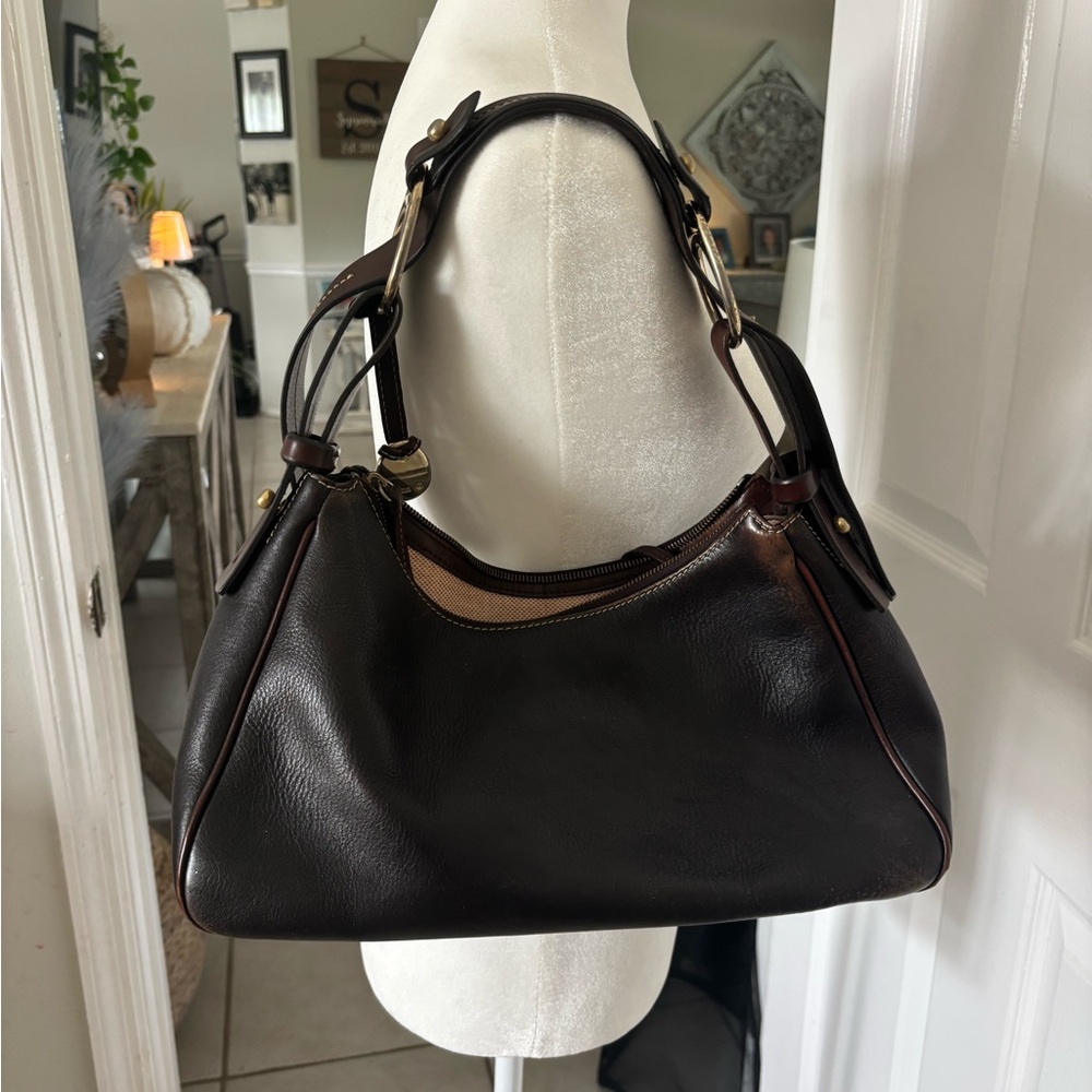 Dooney & Bourke Dark Brown Leather Shoulder Bag